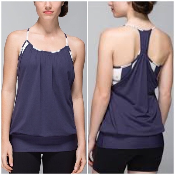 Lululemon Tank Top women’s Size 6 No Limits Tank Top Cadet Blue/Steep Stripe - Picture 8 of 10
